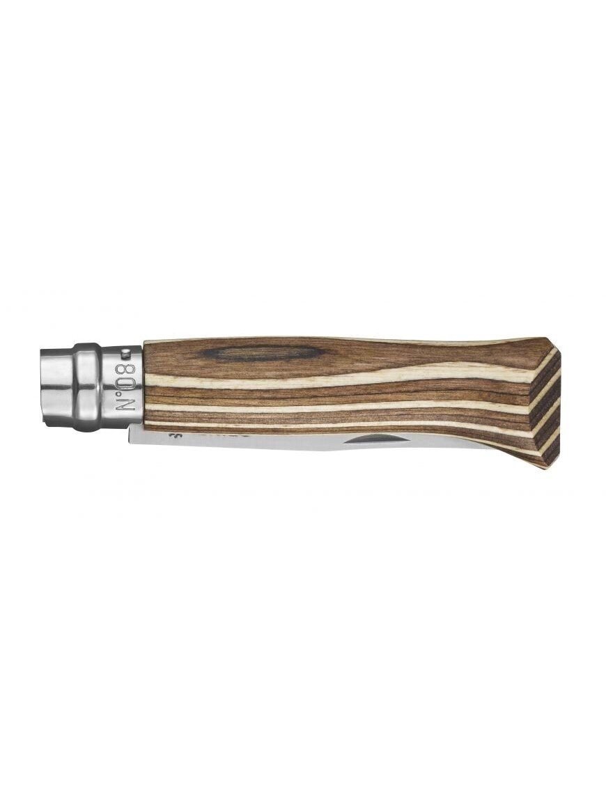 Peilis Opinel Nr.8 Laminated Brown nerūdijančio plieno ašmenimis ir ruda beržo rankena - Image 2