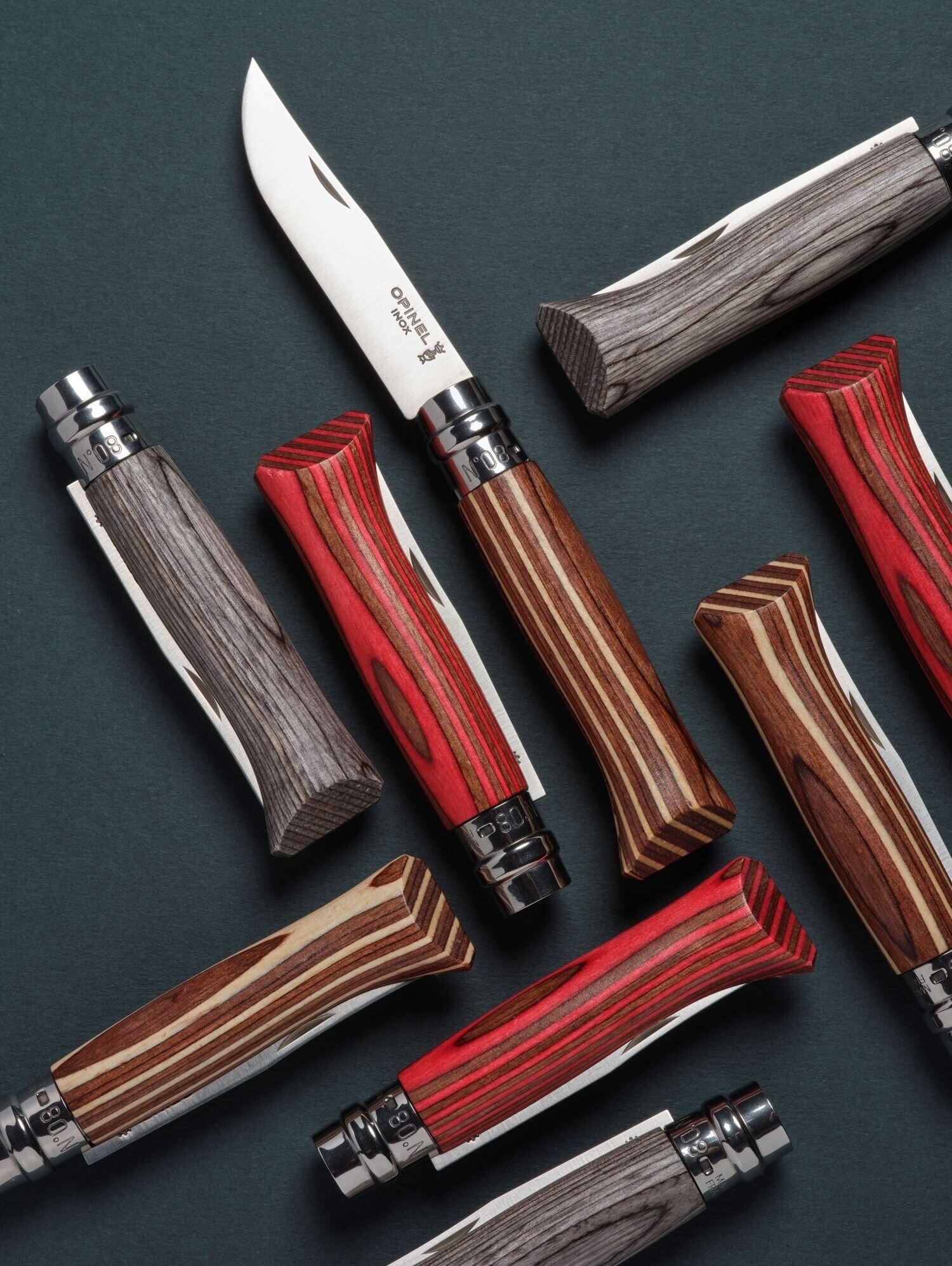 Peilis Opinel Nr.8 Laminated Brown nerūdijančio plieno ašmenimis ir ruda beržo rankena - Image 4