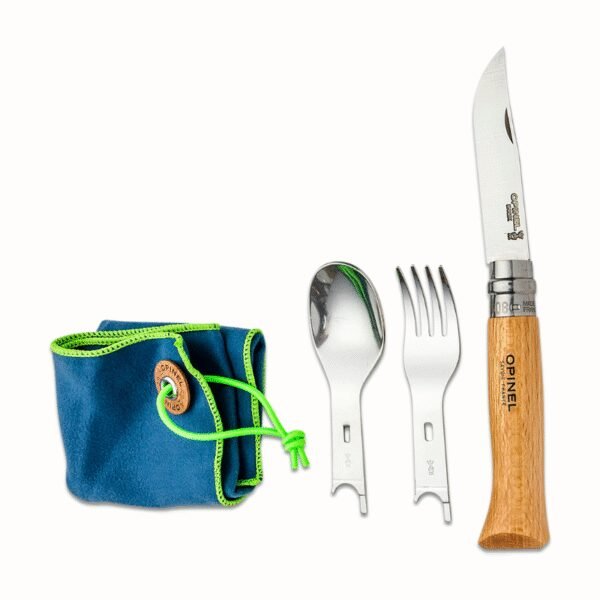 Peilis su šaukšto ir šakutės priedais Opinel Picnic Plus Complete set with N08 knife